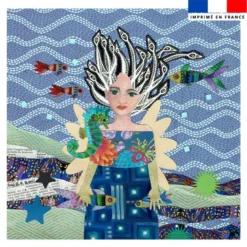 Coupon 45x45 cm imprimé diva océan - Création Lita Blanc