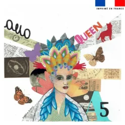 Coupon 45x45 cm imprimé diva queen - Création Lita Blanc