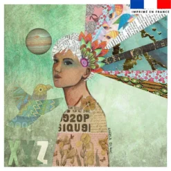 Coupon 45x45 cm imprimé diva xyz - Création Lita Blanc