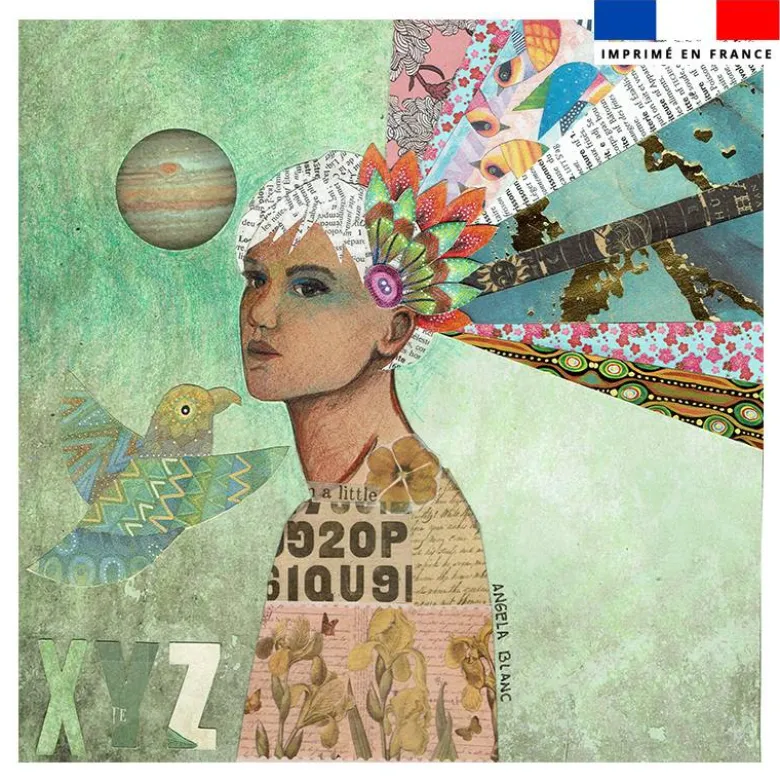 Coupon 45x45 cm imprimé diva xyz - Création Lita Blanc