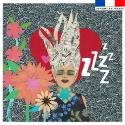 Coupon 45x45 cm imprimé diva Zzzz - Création Lita Blanc