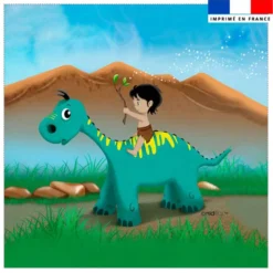 Coupon 45x45 cm imprimé enfant et dinosaure - Création Nidillus Carémoli