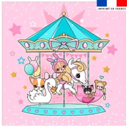 Coupon 45x45 cm imprimé fête foraine rose - Création Jolifox