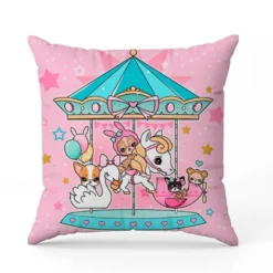 Coupon 45x45 cm imprimé fête foraine rose - Création Jolifox