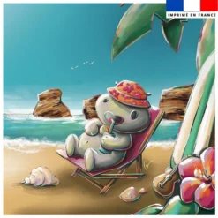 Coupon 45x45 cm imprimé hippo plage - Création Stillistic
