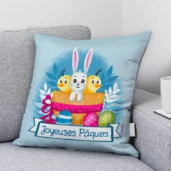 Coupon 45x45 cm imprimé lapin de pâques - Création Nidillus Carémoli