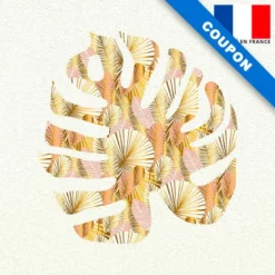 Coupon 45x45 cm imprimé monstera art déco rose gold