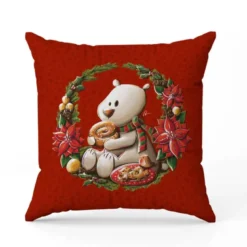 Coupon 45x45 cm imprimé ours couronne de Noël - Création Stillistic