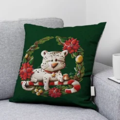 Coupon 45x45 cm imprimé panthère couronne de Noël - Création Stillistic