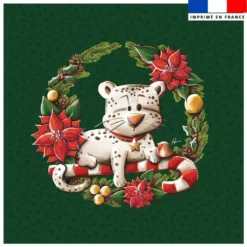 Coupon 45x45 cm imprimé panthère couronne de Noël - Création Stillistic