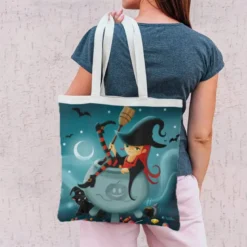 Coupon 45x45 cm imprimé petite sorcière - Création Nidillus Carémoli