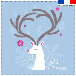 Coupon 45x45 cm imprimé renne design floral - Création Nidillus Carémoli