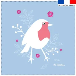 Coupon 45x45 cm imprimé rouge-gorge - Création Nidillus Carémoli