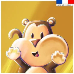 Coupon 45x45 cm imprimé Singe Lou-Stick - Création Stillistic