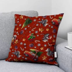 Coupon 45x45 cm imprimé souris de noel rouge - Création Stillistic