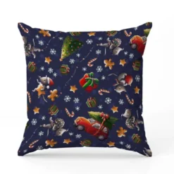 Coupon 45x45 cm imprimé souris de noel bleu - Création Stillistic