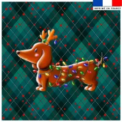 Coupon 45x45 cm imprimé Teckel renne de Noël - Création Stillistic