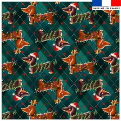Coupon 45x45 cm imprimé Teckels de Noël - Création Stillistic