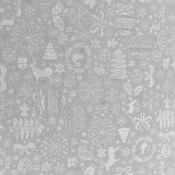 Coupon 50x70cm - Jacquard blanc motif sapin argenté