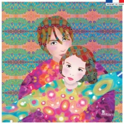 Coupon 45x45 cm jaune motif diva duo - Création Lita Blanc