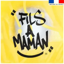 Coupon 45x45 cm jaune motif fille à maman noir - Création Alex Z