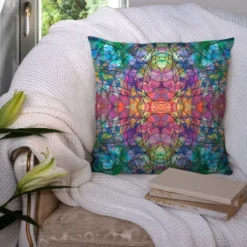 Coupon 45x45 cm motif abstrait vitraux multicolore - Création Lita Blanc