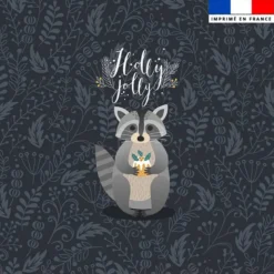 Coupon 45x45 cm motif ambiance d'hiver raton laveur