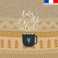 Coupon 45x45 cm motif ambiance d'hiver chocolat chaud