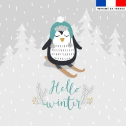Coupon 45x45 cm motif ambiance d'hiver pingouin