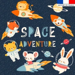 Coupon 45x45 cm motif animaux dans l'espace