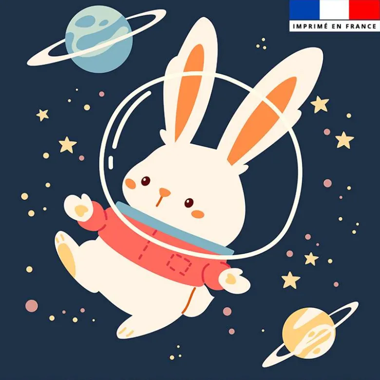 Coupon 45x45 cm motif animaux dans l'espace lapin