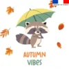 Coupon 45x45 cm motif animaux d'automne raton laveur