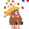 Coupon 45x45 cm motif animaux d'automne ours
