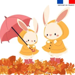 Coupon 45x45 cm motif animaux d'automne lapin