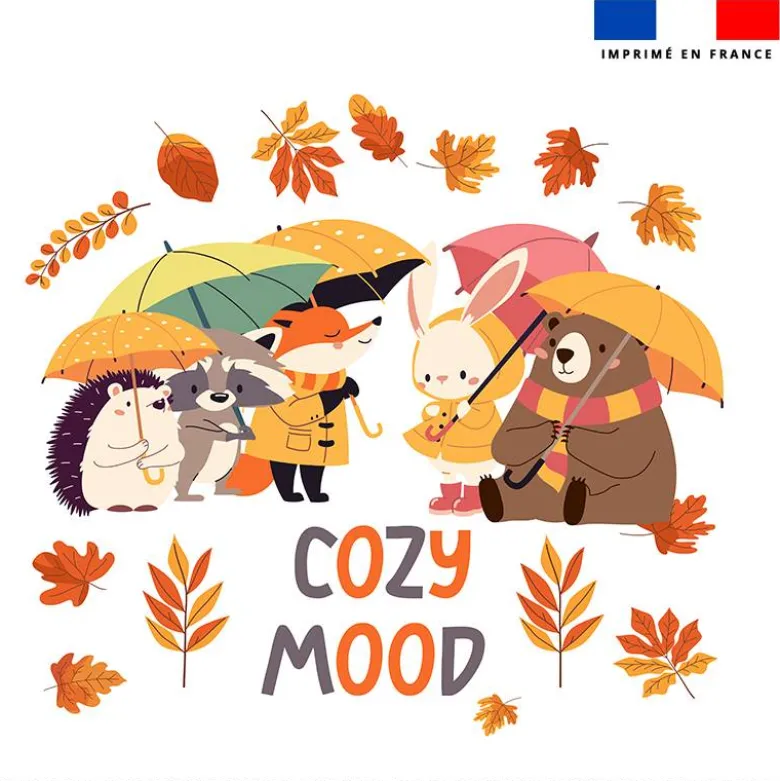 Coupon 45x45 cm motif animaux d'automne