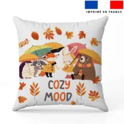 Coupon 45x45 cm motif animaux d'automne