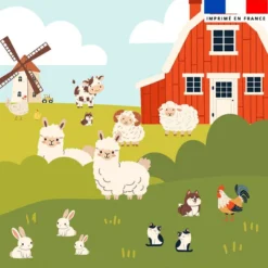 Coupon 45x45 cm motif animaux de la ferme
