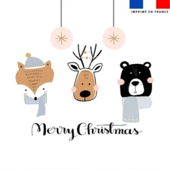 Coupon 45x45 cm motif animaux hiver merry christmas