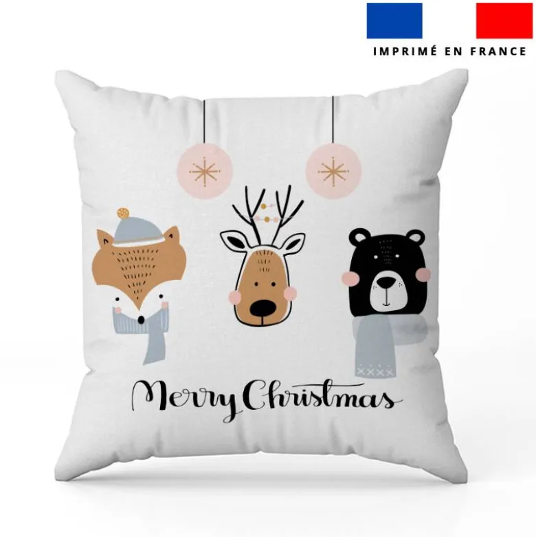 Coupon 45x45 cm motif animaux hiver merry christmas