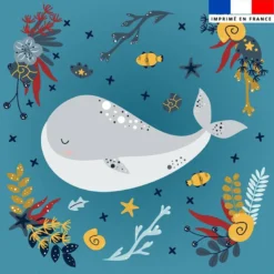 Coupon 45x45 cm motif animaux marins pôle nord baleine