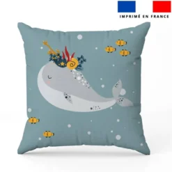 Coupon 45x45 cm motif animaux marins pôle nord baleine coquillage