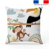 Coupon 45x45 cm motif animaux savane singe et toucan