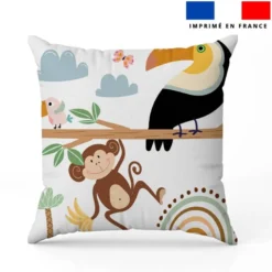 Coupon 45x45 cm motif animaux savane singe et toucan