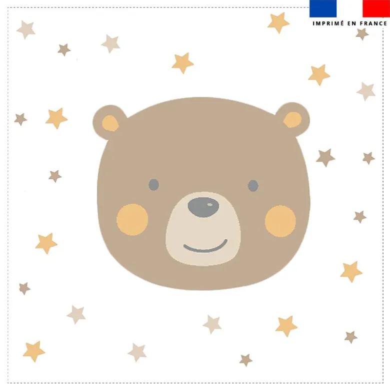 Coupon 45x45 cm motif baby ours marron et ocre