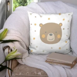 Coupon 45x45 cm motif baby ours marron et ocre