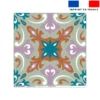 Coupon 45x45 cm motif carreaux de ciment bleu canard terracotta et vert sauge