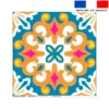 Coupon 45x45 cm motif carreaux de ciment orange beige et bleu