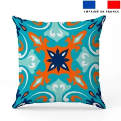Coupon 45x45 cm motif carreaux de ciment bleu orange et turquoise