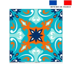 Coupon 45x45 cm motif carreaux de ciment bleu orange et turquoise
