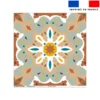 Coupon 45x45 cm motif carreaux de ciment beige terracotta et vert sauge